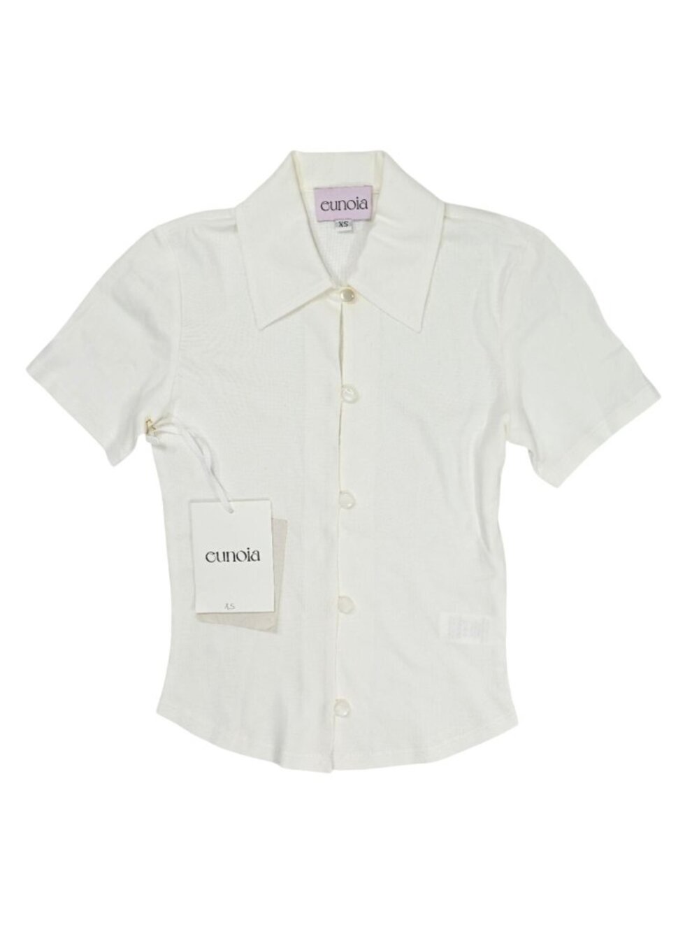 Eunoia Short Sleeve Button Up Shirt in White
